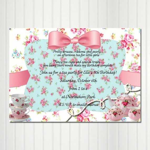 Tea Party Invitation, Vintage Tea Party, Two for Tea, Birthday, Bridal Shower, Hen Party, Tea Party Birthday, Shabby Chic Invitation, Il_570xn