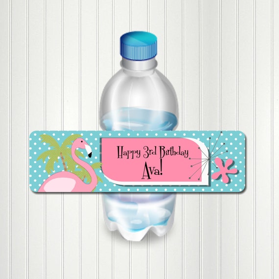 Flamingo Party Water Bottle Label, Flamingo Bottle Label, Flamingo Birthday, Water Bottle Label Il_570xn