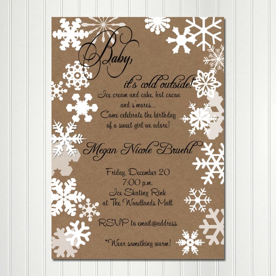 Baby It's Cold Outside Invitation, Snow Invitation, Winter Wonderland, Hot Chocolate Party, Hot Cocoa, Burlap, Birthday, Baby Shower, Il_570xn