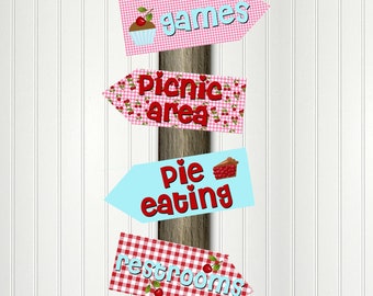 Cherry Party Signs,Cherry Birthday, Summer Party, Picnic Signs, Summer Picnic, Sweet as Pie, Two Sweet, County Fair, Signs, Decorations