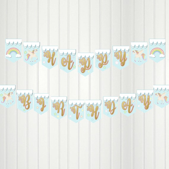 Unicorn Banner, Rainbow Unicorn Happy Birthday Banner, Rainbow Birthday, Unicorn Birthday, Rainbow, Unicorn, Banner, Happy Birthday Il_570xn