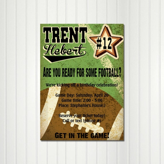 Football Invitation, Vintage Football, Football Birthday, Custom Personalized Invitation, Digital File Download, Printed Il_570xn