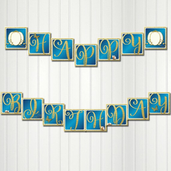 Cinderella Banner, Cinderella Happy Birthday Banner, Cinderella Party, Cinderella Birthday, Cinderella Buntin, CINDERELLA CARRIAGE Il_570xn