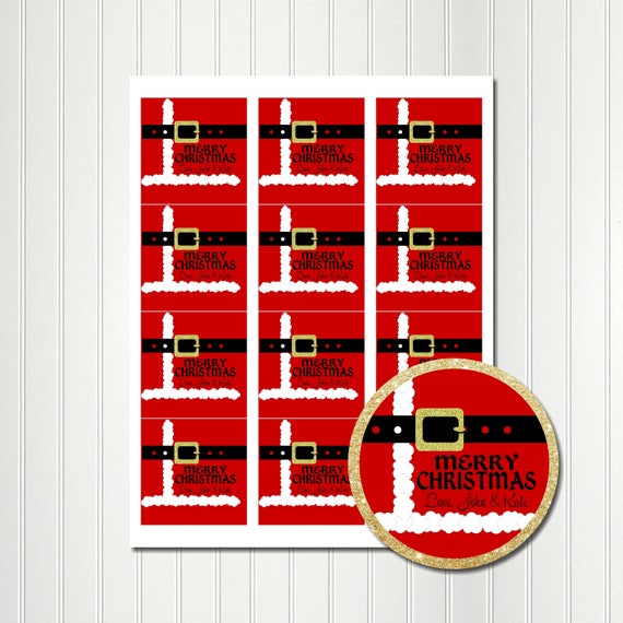 Christmas Tags, Gift Tags, Personalized Tags, Santa Tags, SANTA SUIT, Santa's Belt, Christmas,Stickers,Favor Tag,Round Images, 2.5 Inch Il_570xn