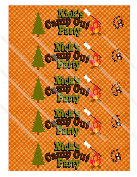 Camp Out Boy Outdoors Fishing Water Bottle Labels Print or Digital Download Il_570xn