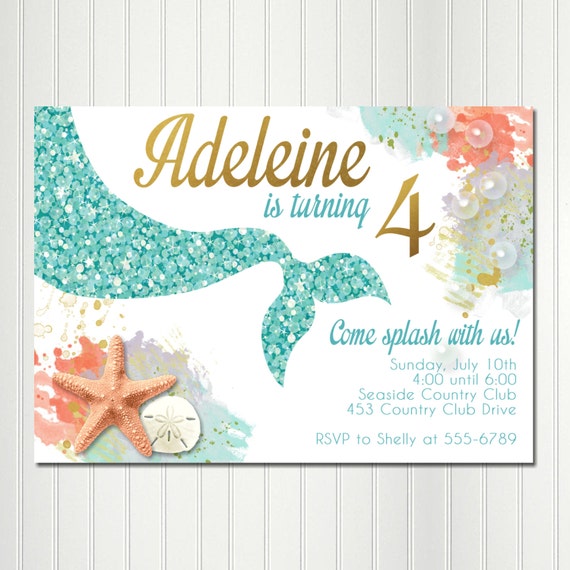 Mermaid Invitation, Mermaid Birthday Party, Under the Sea Invitations, Digital Mermaid Invite, Printable Mermaid Invitation, MERMAID TALE Il_570xn