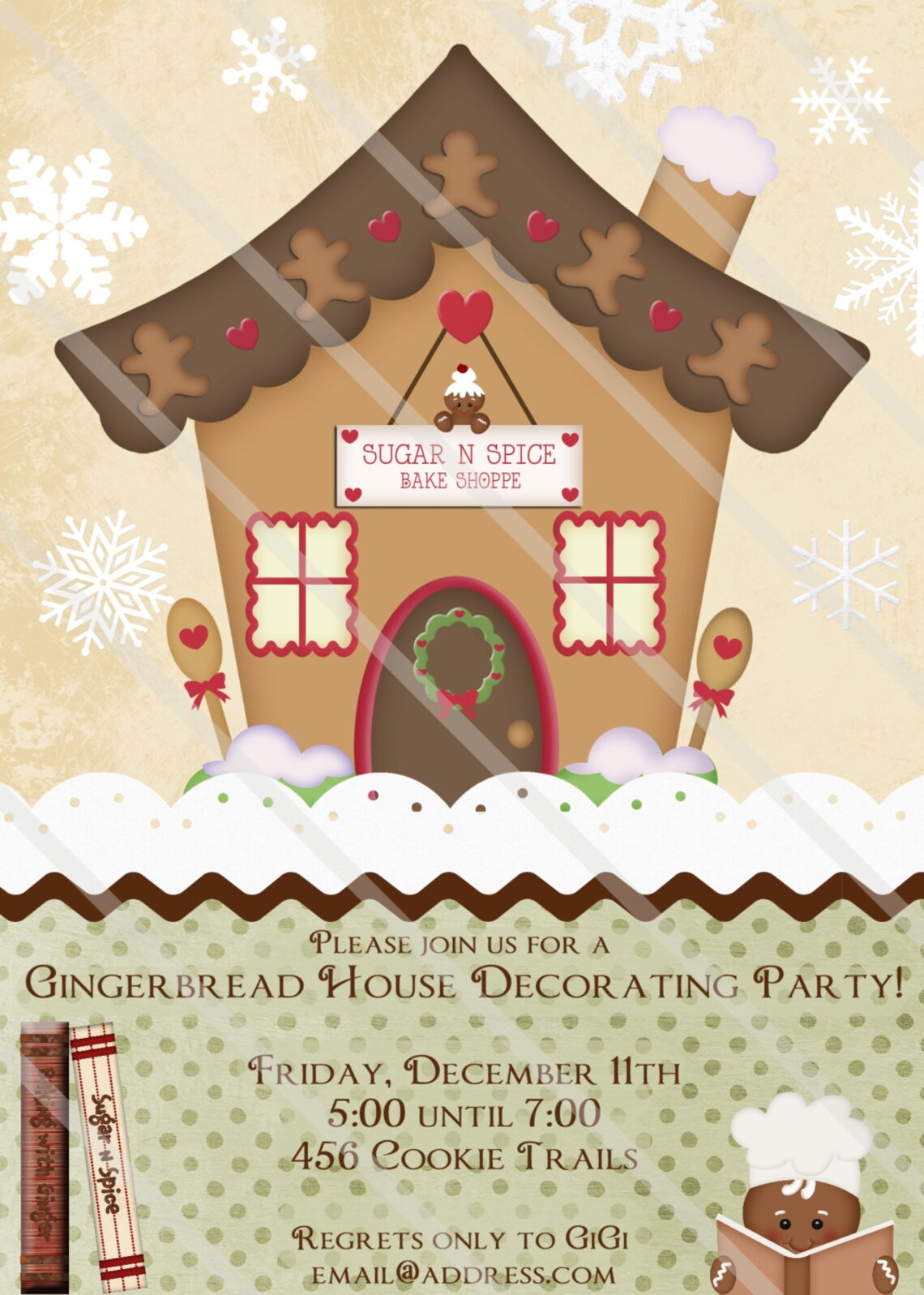 Gingerbread House Invitation SUGAR AND SPICE Christmas Party Etsy gingerbread-house-invitation-sugar-and-spice-christmas-party-etsy