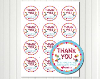 Candyland, Stickers, Sweet Shop, Sweet 16, Sixteen, Tag, Thank You, Favor Tags, Candy Birthday, Party Favor, 2.5" Inch Round