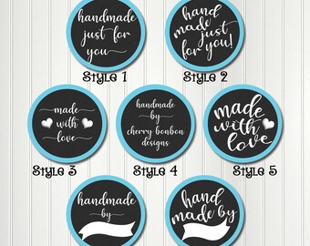 Handmade By Tags, Made with Love,  Handcrafted, Made for you, Homemade, Gift Tags, Personalized Tags, Stickers,  Round Images, 2.5 Inch