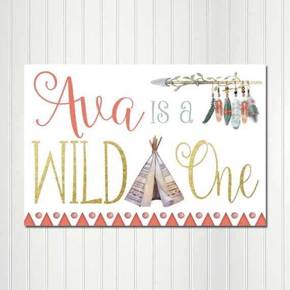 Tribal Party Backdrop, Wild One, Party, Sign, Boho, Tribal Birthday Background, Sign, Banner, Poster, Wild Things, Young Wild and Three Il_570xn