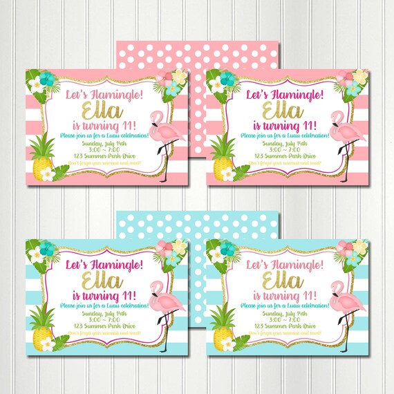 Flamingo Invitation, Pineapple Invitation, Pool Party Invitation, Flamingle, Luau Invitation, Flamingo Pineapple Invitation, Tropical Il_570xn