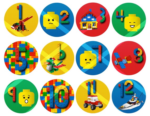 Building Blocks Christmas Countdown Advent Calendar Graphics 2.25" Circles Digital File Il_570xn