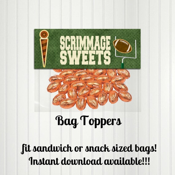 Football Bag Topper, Vintage Football, Bag Toppers, Football Party Favors, Scrimmage Sweets, Print, Instant Digital Download Il_570xn