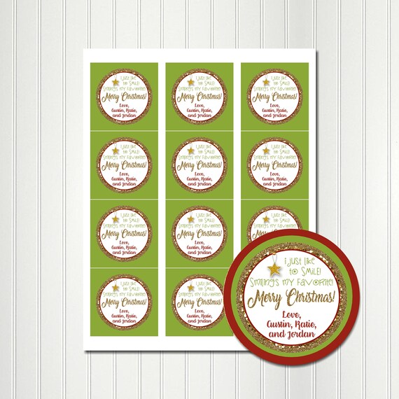 Christmas Tags, Gift Tags,Personalized Tags,Tags,ELF SMILE ,Stickers,Favor Tag,Round Images,2.5 Inch Il_570xn