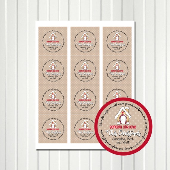 Christmas Tags, Gift Tags, Personalized Tags, Tags, ELF GINGERBREAD, Gingerbread House,Stickers, Favor Tag, Round Images, 2.5 Inch Il_570xn
