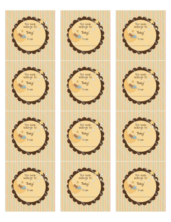 TWINKLE TWINKLE Book Label Shower Party Personalized This Book Belongs To Circles Sticker Sheets Print or Digital Download 2.5 Il_570xn