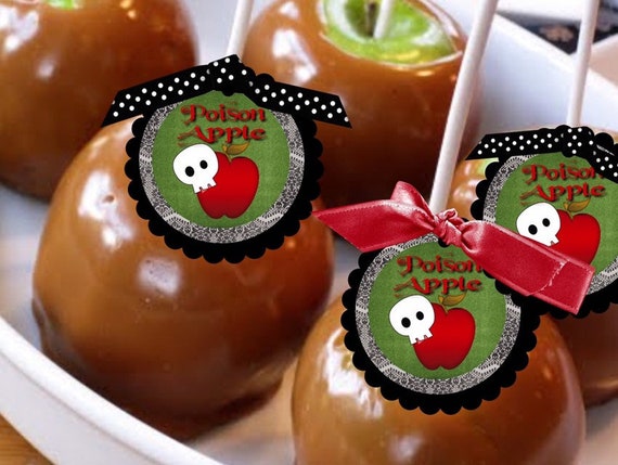 Poison Apple, Caramel Apple, Halloween, Spooky, Fairy Tale, Snow White, Wicked Witch, Sticker, Tag, Thank You Tags, Favor Tags, 2.5 Il_570xn
