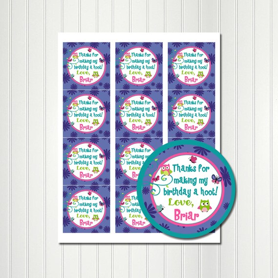 Owl Stickers, Owl Birthday, Owl Thank You, Sticker, Tag, Thank You Tags, Favor Tags, Party Favor, Baby Shower, 2.5 Il_570xn
