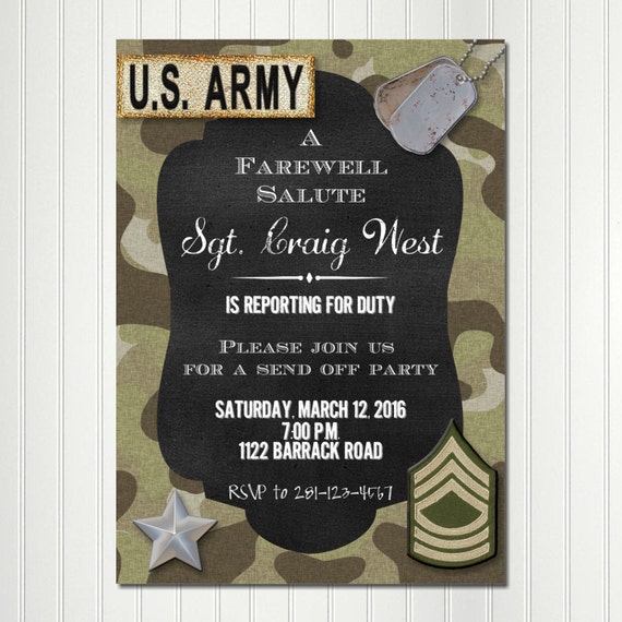 Army Invitation Deployment Party Send Off Invitation Going Away
