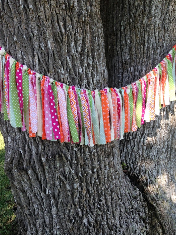 PINK PUMPKIN Garland, Pumpkin Garland, Pumpkin Banner, Fabric Banner, Garland, Pink, Orange, Green, Pumpkin,High Chair Banner, Hi Chair Il_570xn