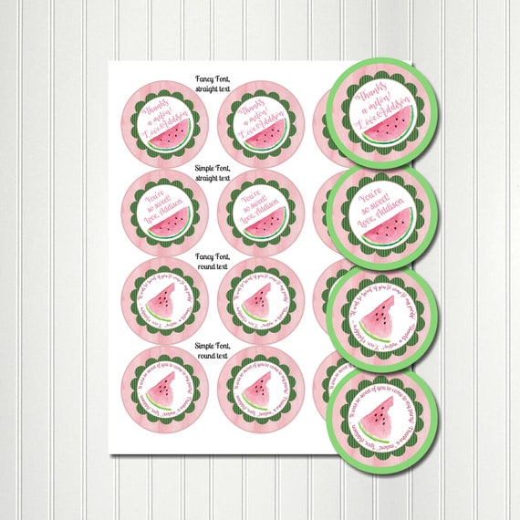 Watermelon Stickers, Watermelon, One in a Melon, Sticker, Tag, Thank You Tags, Favor Tags, Party Favor, Baby Shower 2.5 Il_570xn