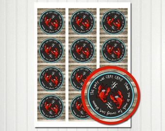 Crawfish Stickers, Crawfish Boil, Crawfish, Sticker, Tag,Thank You Tags, Favor Tags,  Crawfish Birthday,  Party Favor,Engagement, Shower 2.5