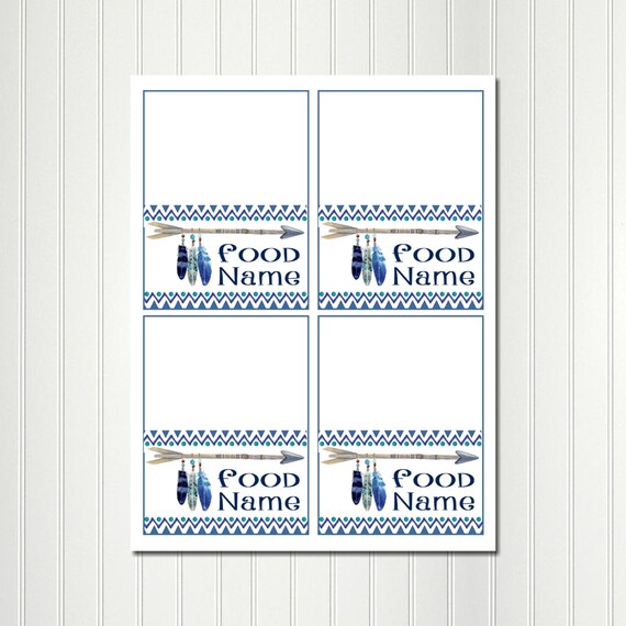 Tribal Food Tents, Tribal Food Label, Tribal Party, Tribal Birthday, Tribal Baby Shower, Boho, Bohemian, Food Tent, Food Label Il_570xn