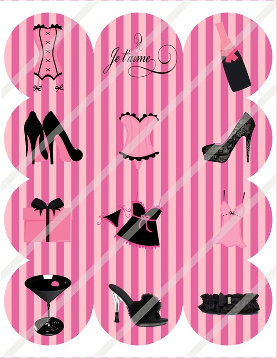 The Secret's Out Lingerie Shower 2.5" Circles Sticker Sheets Print or Digital Download Il_570xn