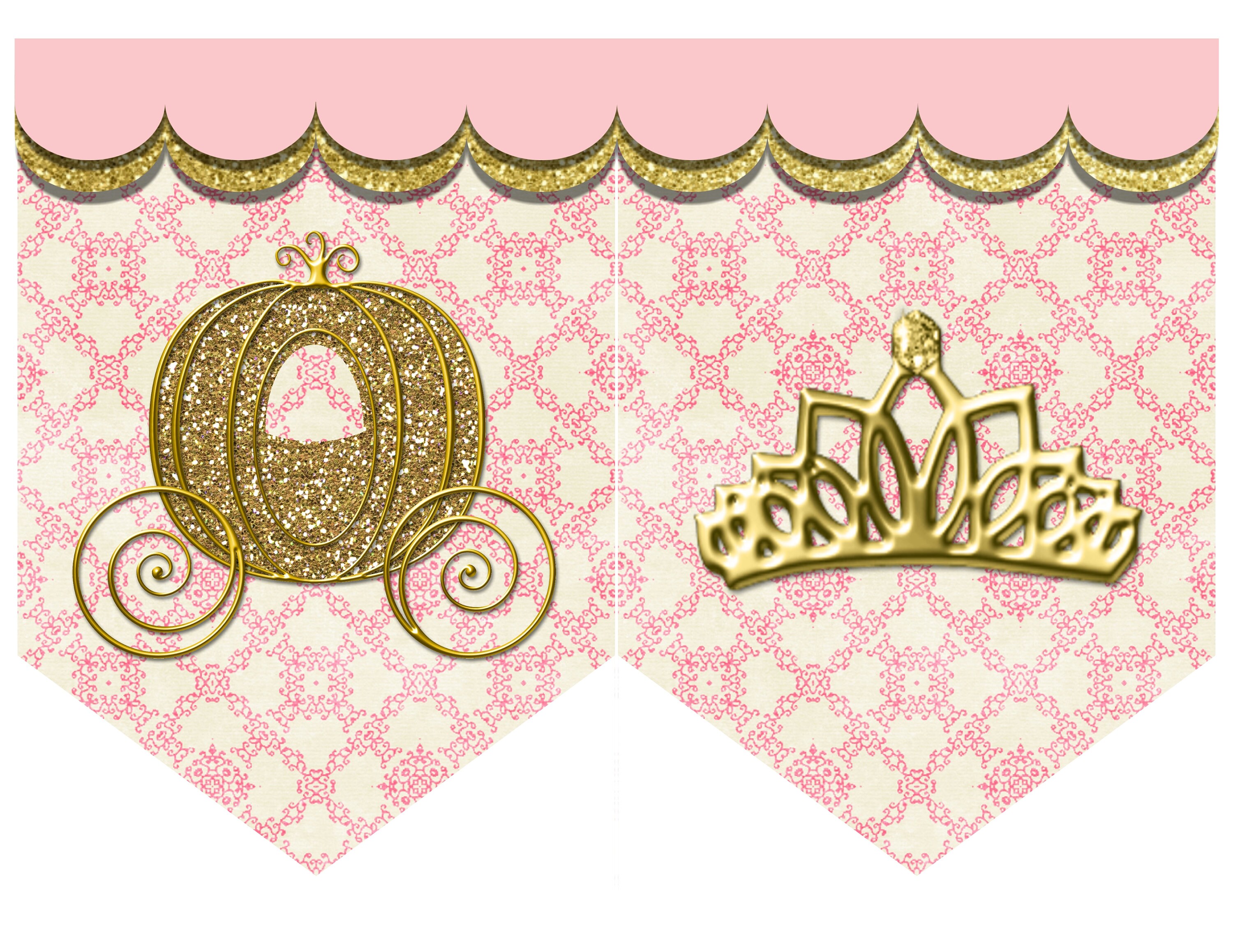 Princess Banner Princess Birthday Pink and Gold Banner Once | Etsy