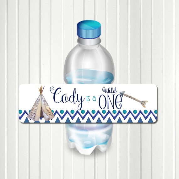 Tribal Water Bottle Label, Party, Wild One, Boho Bottle Label, Tribal, Boho, Tee Pee, Birthday, Bohemian, Water Bottle Label Il_570xn