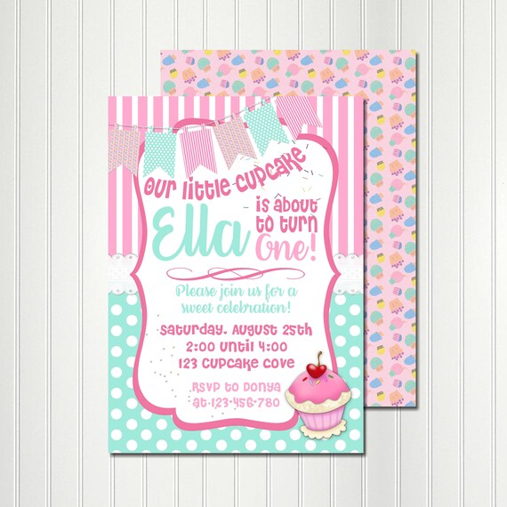 Cupcake Invitation, Cupcakes, Sweet Shop, Cake, Invitation, Birthday, Sweet 16, Little Cupcake, Baby, Shower, Il_570xn