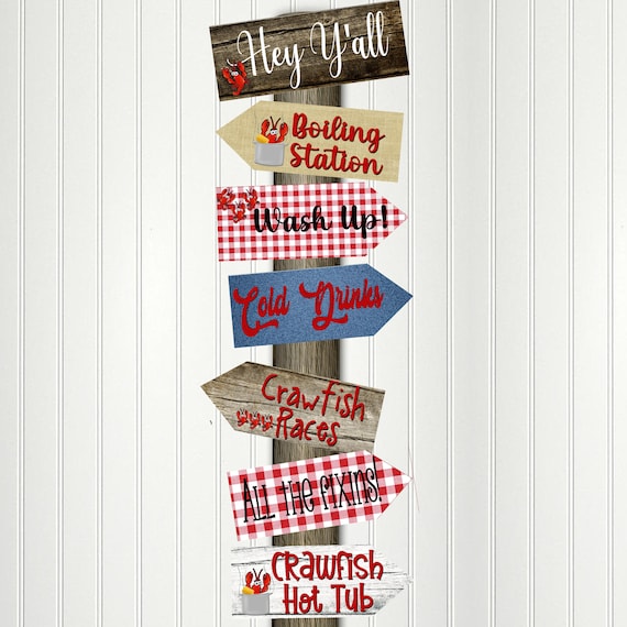 Crawfish Boil Party Signs, Cajun, Cookout, Crawdad, Decorations, Arrows, Directional Signs, Il_570xn