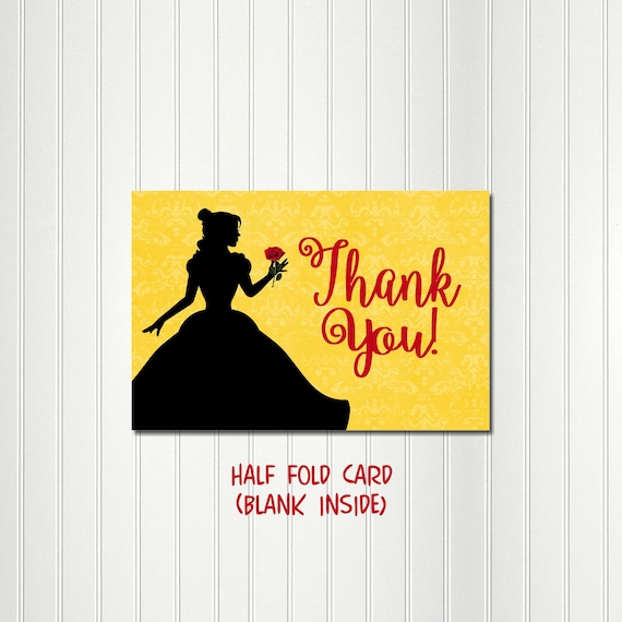 Beauty and the Beast Thank You Card Beauty and the Beast Thank You Note Belle Printable. Belle Digital Thank You Card