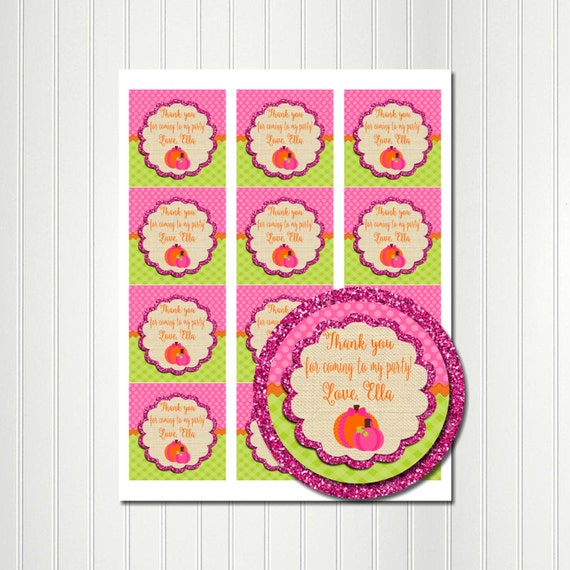 Pumpkin Stickers, Pumpkin, Pink Pumpkin, Sticker, Tag, Thank You Tags, Favor Tags, Pumpkin Birthday, Pumpkin Party, Party Favor 2.5 Il_570xn