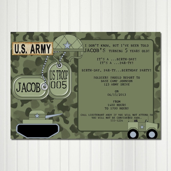 Army Invitation, Army Party, Camo Invitation, Camouflage Invitation, Camo Birthday, Camouflage Birthday, Army, Invitation Il_570xn