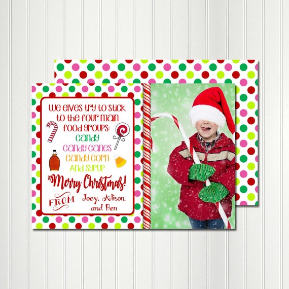 Christmas Card, Photo Card, Elf Card, Christmas Chalkboard, Christmas, Holiday, Invitation, Card, Photo, Elf, Food Groups Il_570xn