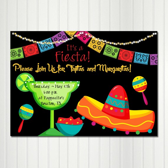 Fiesta Invitation Mexican Cinco de Mayo Margarita Birthday Party Invitation Custom Personalized Il_570xn