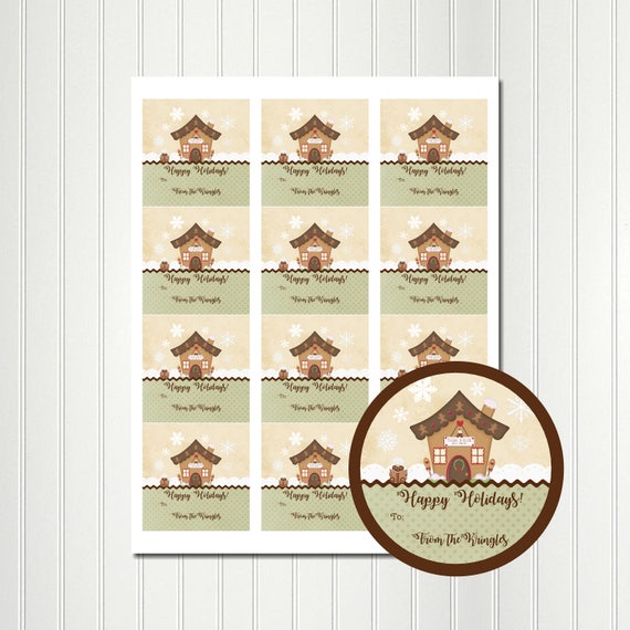 Christmas Tags, Gift Tags, Personalized Tags, Gingerbread Tags, Gingerbread House, Sweet Christmas,Stickers,Favor Tag,Round Images, 2.5 Inch Il_570xn