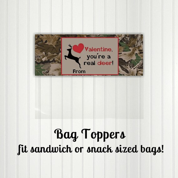 Camo Valentine, Valentine Bag Toppers, Deer, Hunting, Camouflage, Outdoor Il_570xn