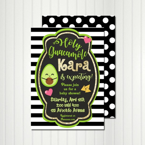 Avocado Invitation, Guacamole Invitation, Fiesta, Mexican, Taco, Swim Party, Dip in the Pool, Birthday, Engagement, Baby Shower, Graduation Il_570xn