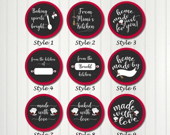 Baking Spirits Bright, From Kitchen Of, Baked with Love, Made , Homemade, Gift Tags, Personalized Tags, Stickers,  Round Images, 2.5 Inch