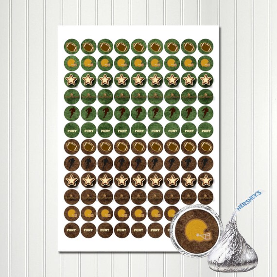 Vintage Football Chocolate Kiss, Circles, Sticker Sheets, Instant Digital Download Il_570xn