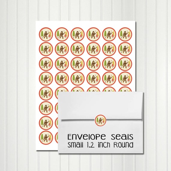 Woodland Small Stickers, Campout Envelope Seals, Camping Birthday, Sasquatch, Bigfoot, Rounds Stickers, 1,2", Circles, Sticker Sheets Il_570xn