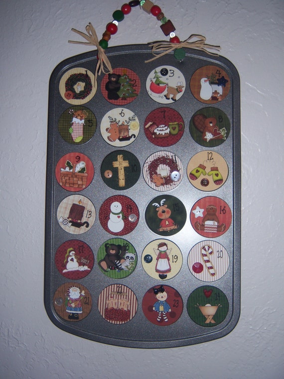 Country Christmas Countdown Advent Calendar Graphics 2.25" Circles Digital File Il_570xn