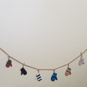 Earth tones Design your own garland / striped shades of brown mitten garland / Mitten bunting / neutral winter decor image 9