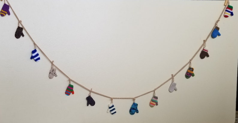 Earth tones Design your own garland / striped shades of brown mitten garland / Mitten bunting / neutral winter decor image 9