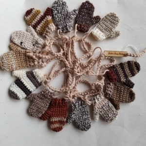 Earth tones Design your own garland / striped shades of brown mitten garland / Mitten bunting / neutral winter decor image 5