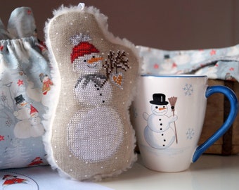 Set of snowman pendants in cross stitch by Rosa4052