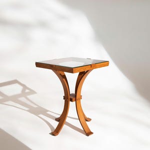 Art Deco Bentwood Glass Top Side Table, 1940&#39;s
