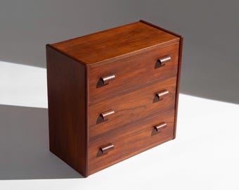 Mid Century Scandinavian Petite Chest of Drawers in Teak